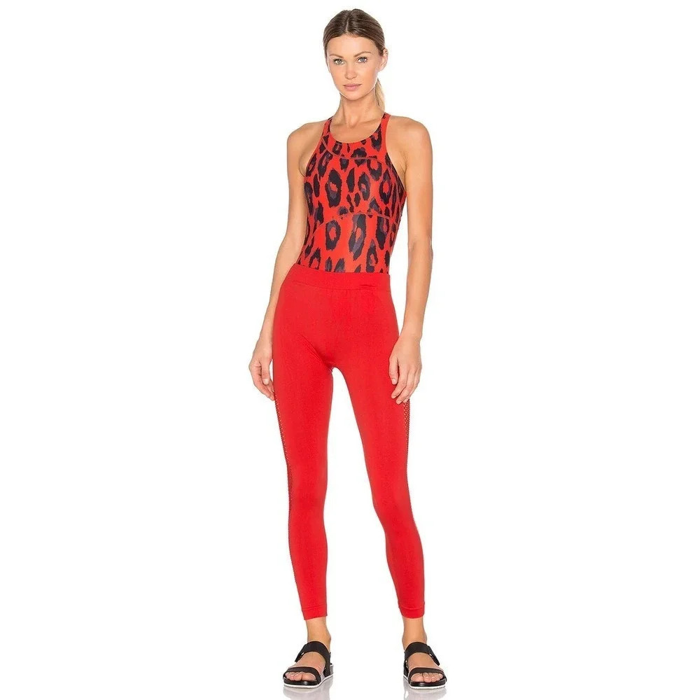 ADIDAS x Stella McCartney Essentials Seamless Mesh Tight Bright Red Size Small - Picture 2 of 11